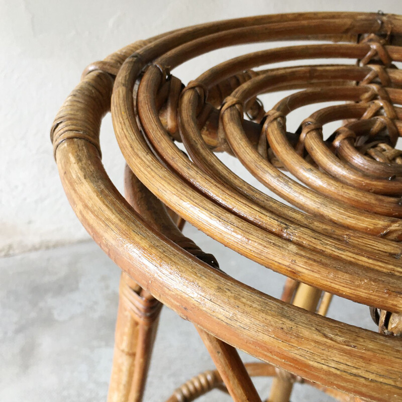 Vintage rattan stool, 1960s