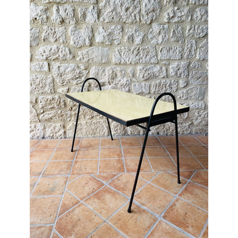 Vintage formica and metal side table, 1950-1960s