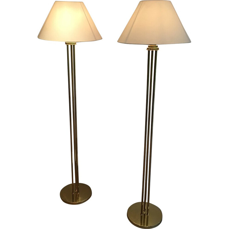 Pair of floor lamps in brass - 1970s