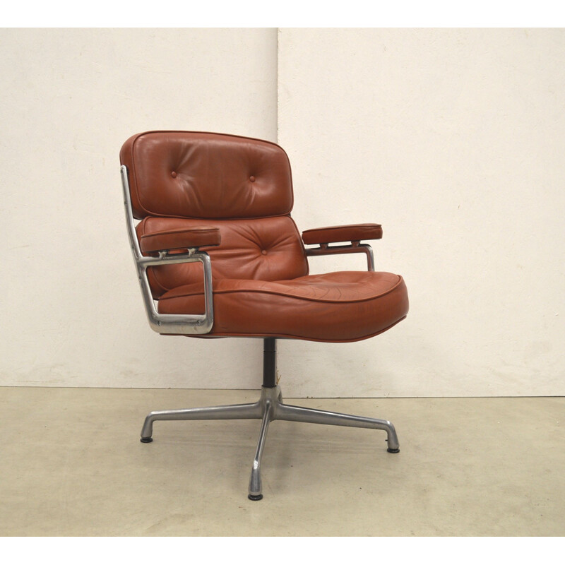 Vintage Cognac ES108 time life lobby chair by Charles Eames for Herman Miller, 1970s