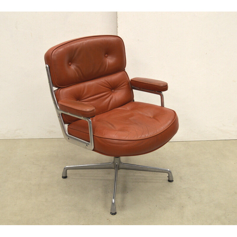 Vintage Cognac ES108 time life lobby chair by Charles Eames for Herman Miller, 1970s