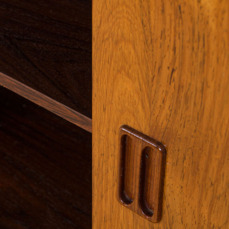 Mid century modern modular bookshelf system in rosewood 3 bay wall unit, Denmark 1970s