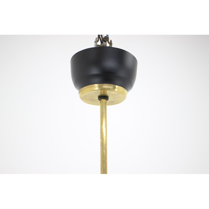 Vintage black and gold UFO pendant lamp, Czechoslovakia 1960s