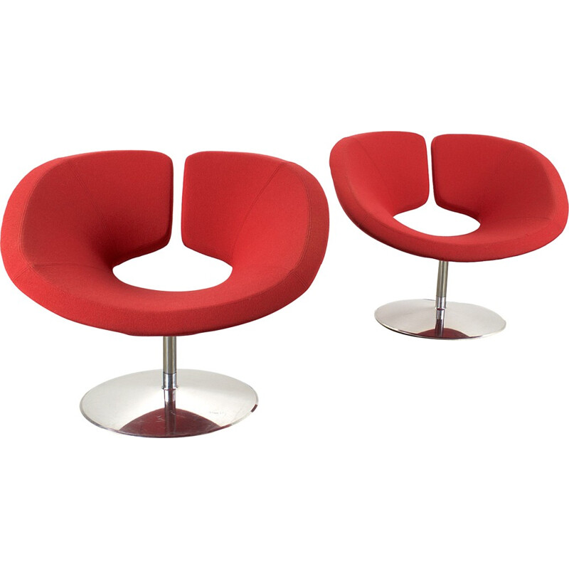 Pair of red "Apollo" armchairs, Patrick NORGUET - 1990s