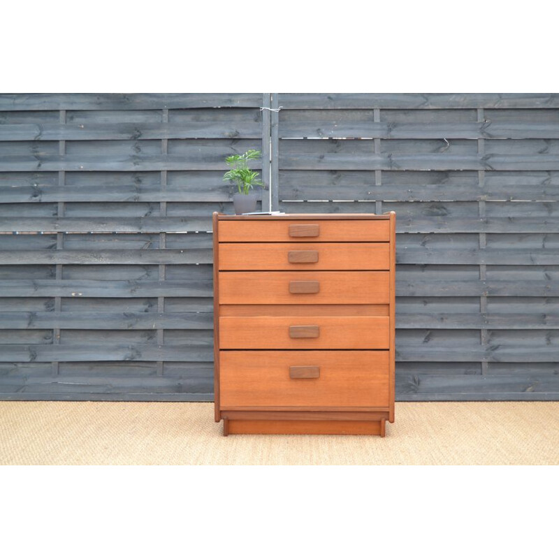 Vintage brown teak chest of drawers by White and Newton