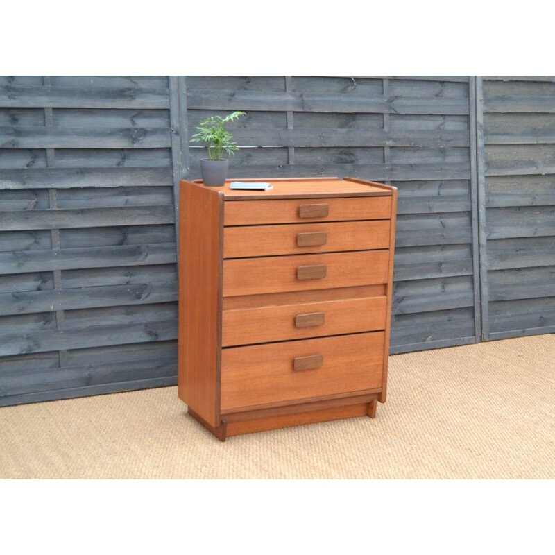 Vintage brown teak chest of drawers by White and Newton