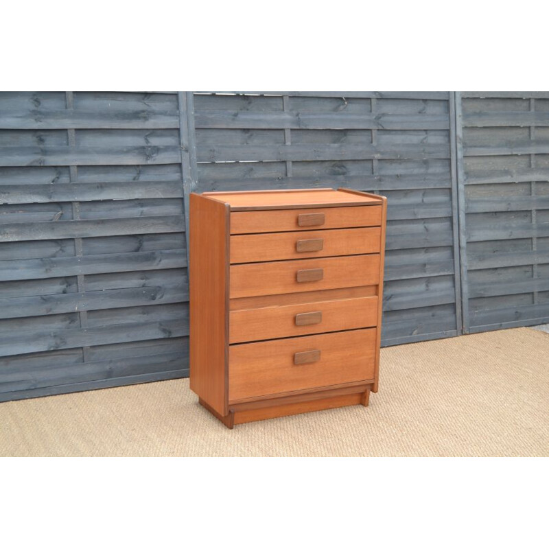 Vintage brown teak chest of drawers by White and Newton
