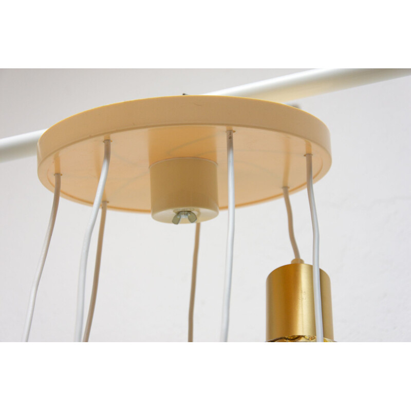 Vintage suspension lamp with seven glass shades by Pokrok Žilina, Czechoslovakia 1960