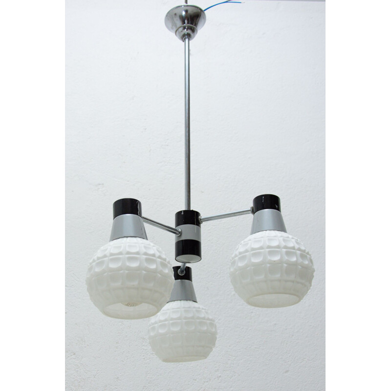 Vintage three-armed pendant lamp, Czechoslovakia 1960