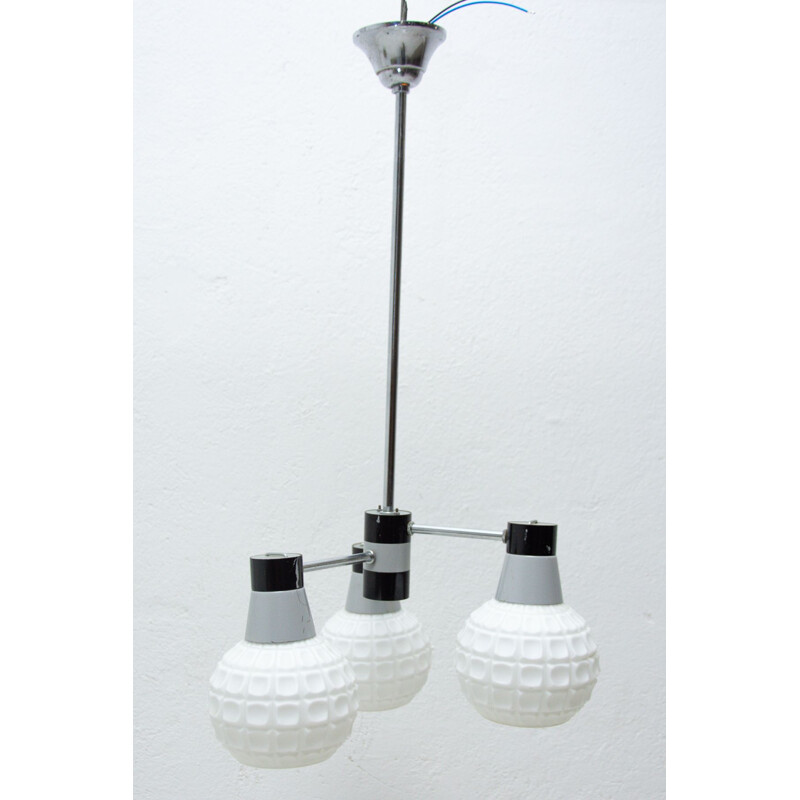 Vintage three-armed pendant lamp, Czechoslovakia 1960