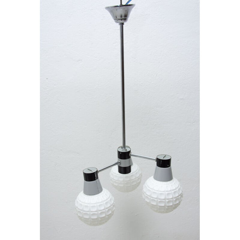 Vintage three-armed pendant lamp, Czechoslovakia 1960