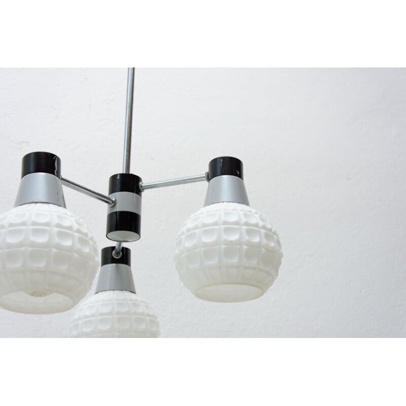 Vintage three-armed pendant lamp, Czechoslovakia 1960