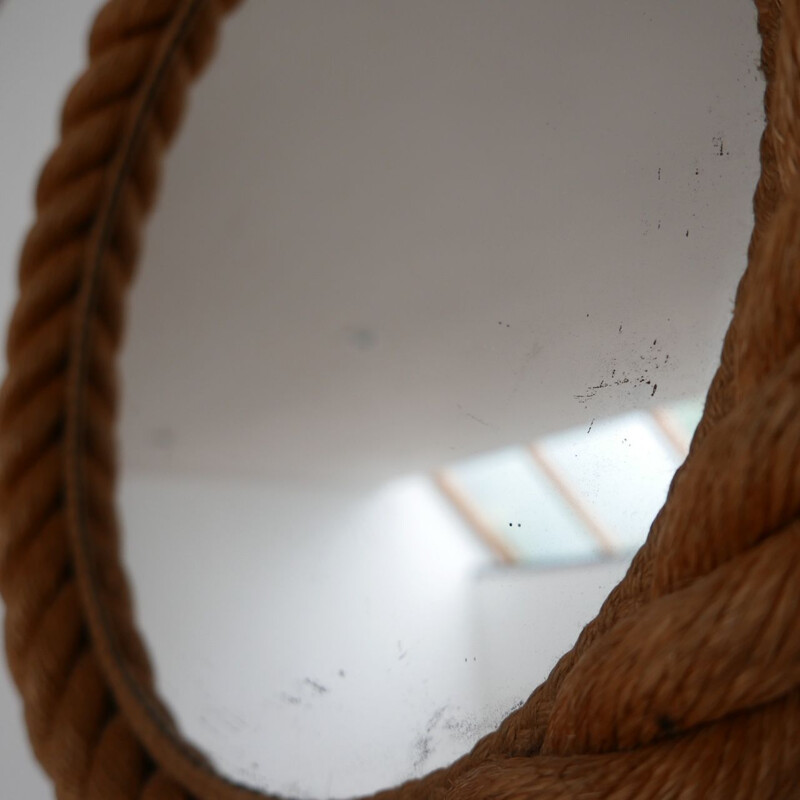 Ropework mid century circular mirror by Audoux-Minet, France 1960s
