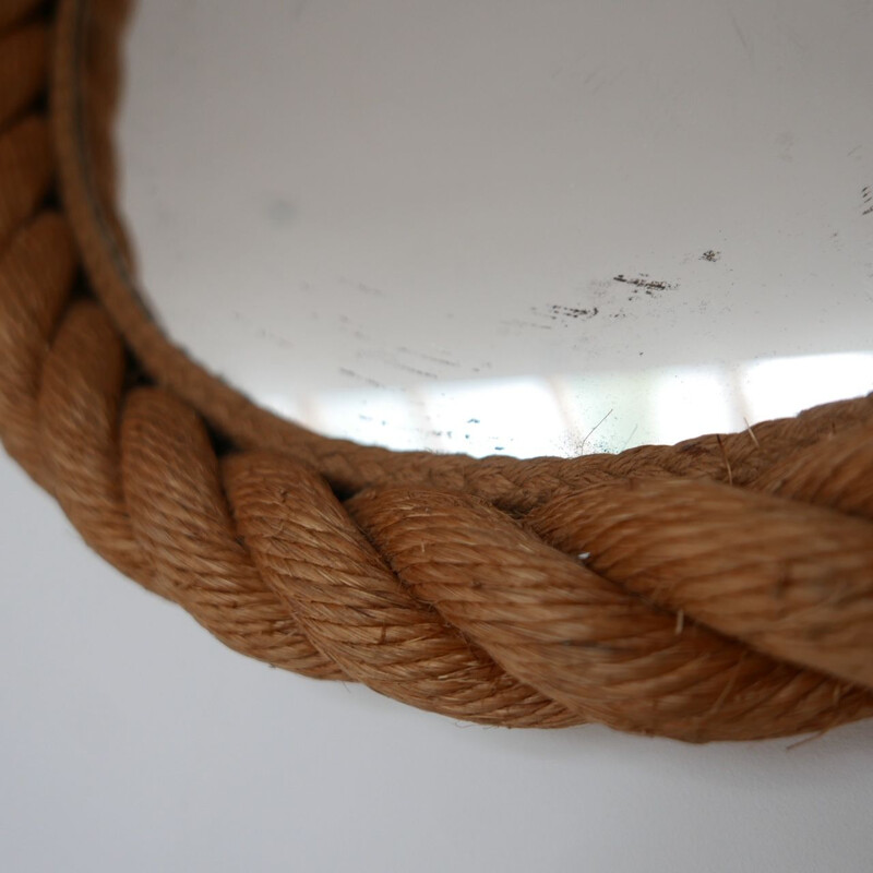 Ropework mid century circular mirror by Audoux-Minet, France 1960s
