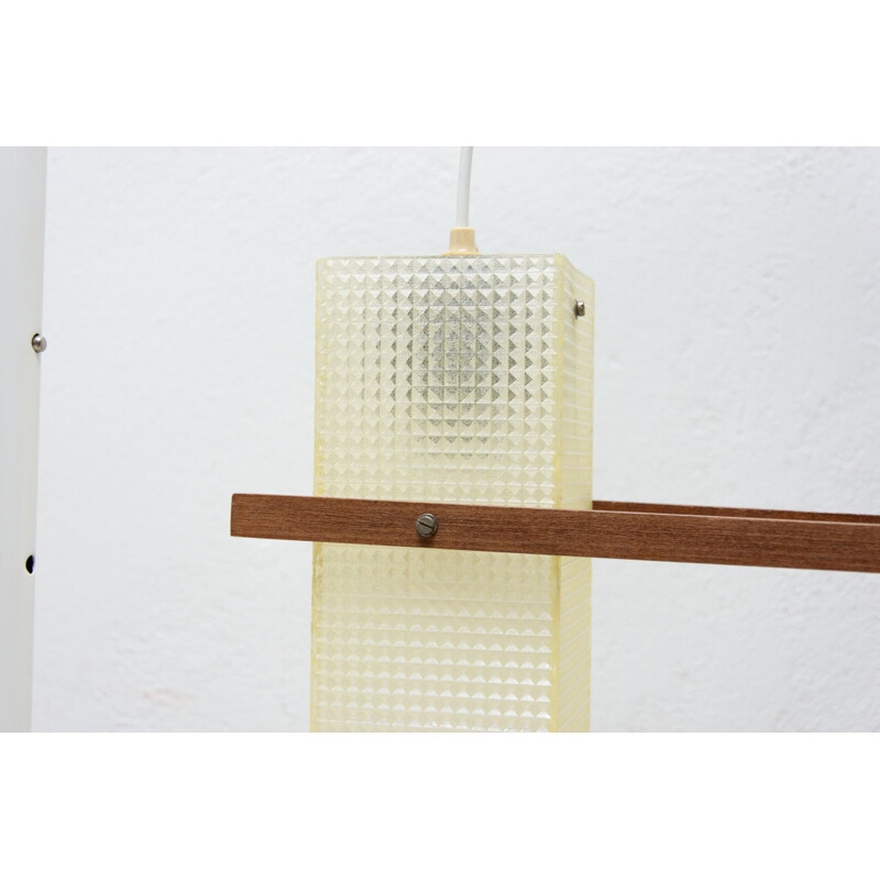 Vintage hanglamp met drie glazen kappen, Tsjechoslowakije 1960