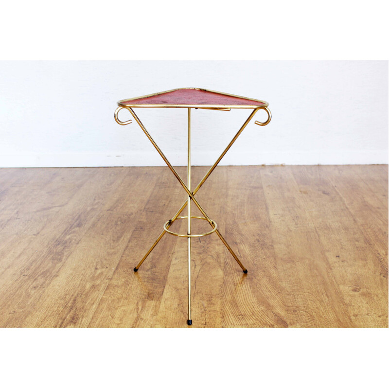 Vintage tripod pedestal table in brass by Matégot