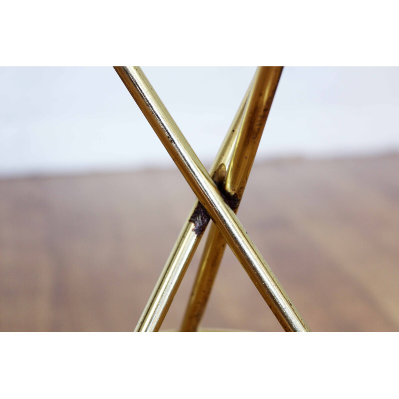 Vintage tripod pedestal table in brass by Matégot