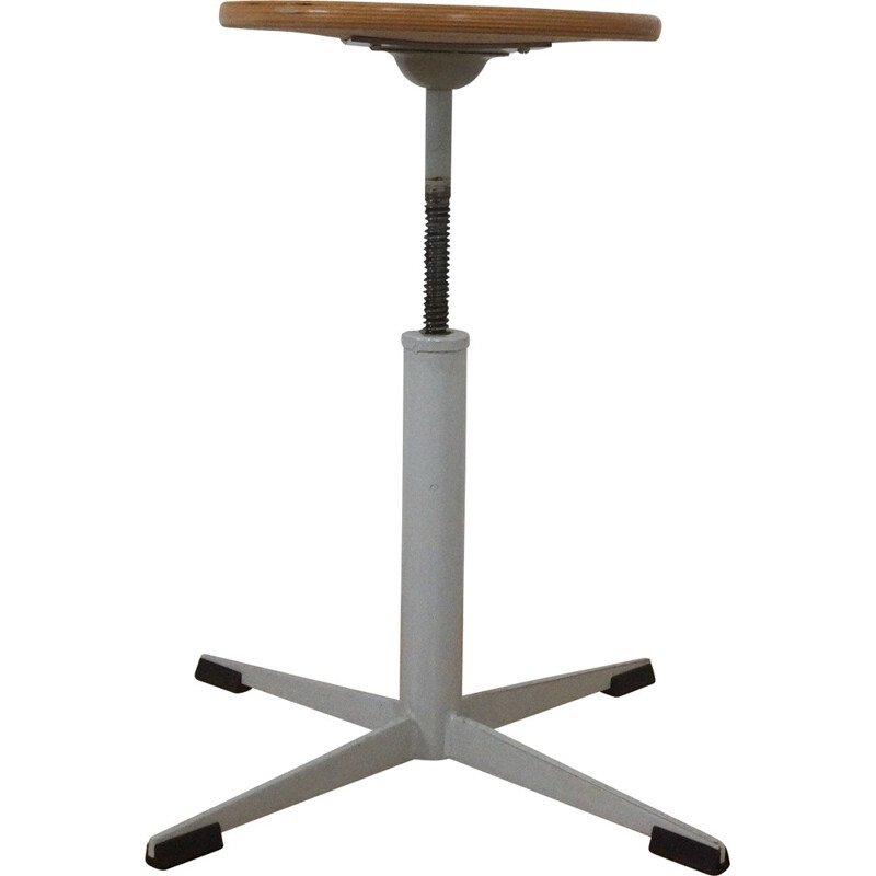Industrial Stool with plywood - 1950s