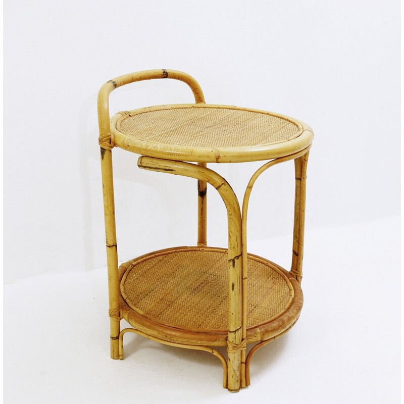 Mid century side Table bar in bamboo & cane, 1960s