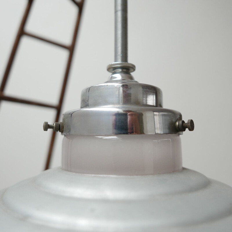 Art deco industrial pendant lamp, France 1930s