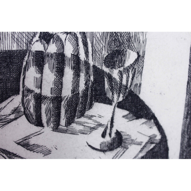 Vintage still life lithograph by Peter Stettler, 1970