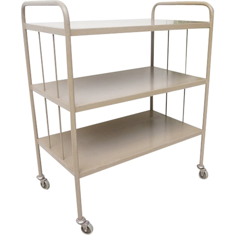 Industrial Tubax grey serving trolley - 1960s