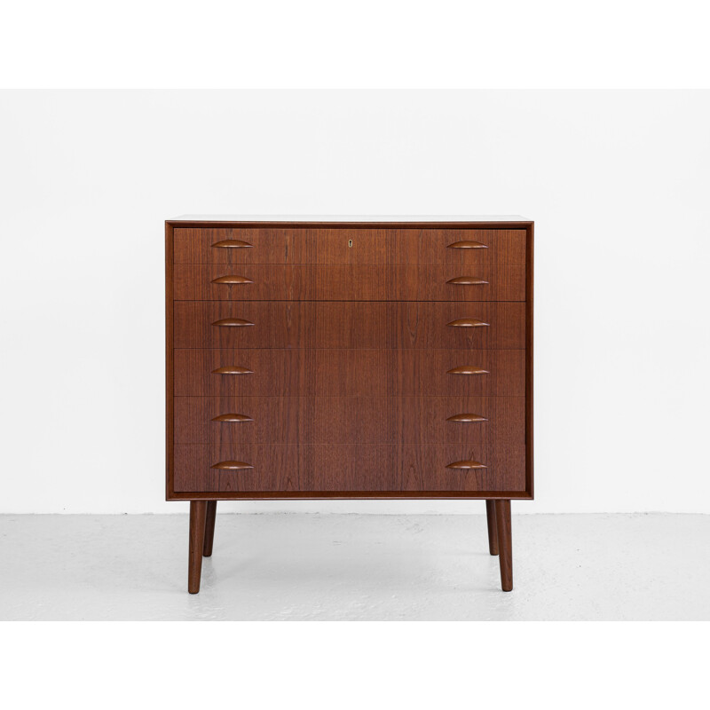 Mid century wider chest of 6 drawers in teak by Johannes Sorth for Nexø, Denmark 1960s