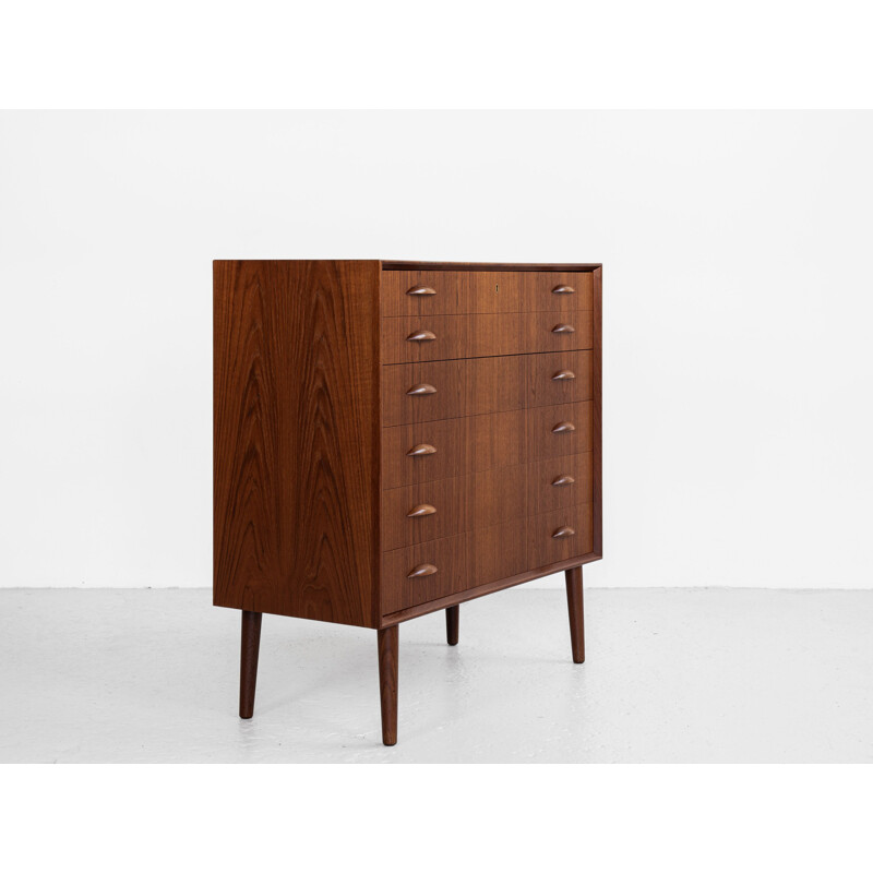 Mid century wider chest of 6 drawers in teak by Johannes Sorth for Nexø, Denmark 1960s