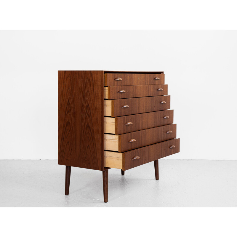 Mid century wider chest of 6 drawers in teak by Johannes Sorth for Nexø, Denmark 1960s