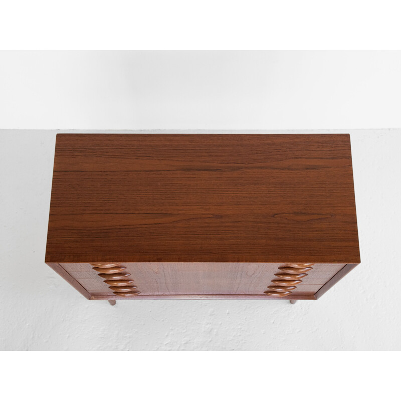 Mid century wider chest of 6 drawers in teak by Johannes Sorth for Nexø, Denmark 1960s