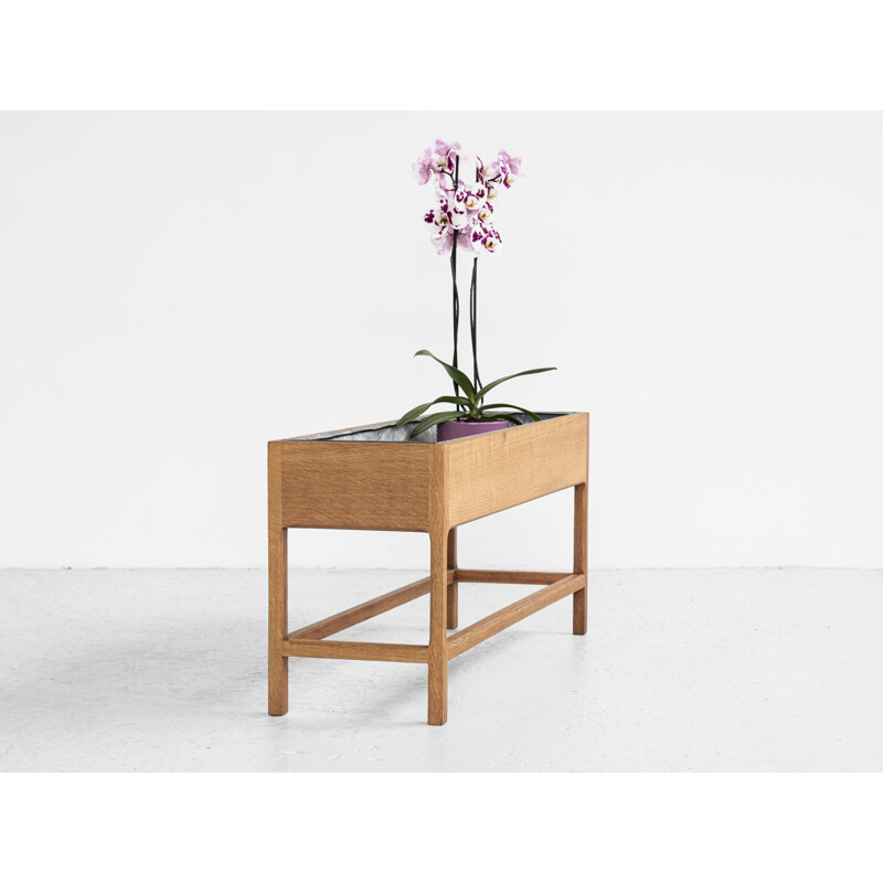 Banc à fleurs vintage en chêne par Aksel Kjersgaard, Danemark 1960