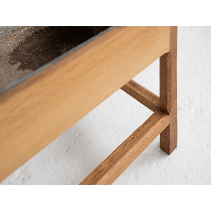 Vintage oak flower bench by Aksel Kjersgaard, Denmark 1960