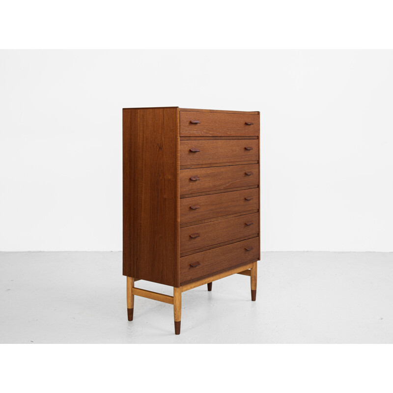 Vintage 6-drawer teak chest of drawers by Carl Aage Skov for Munch, Denmark 1960