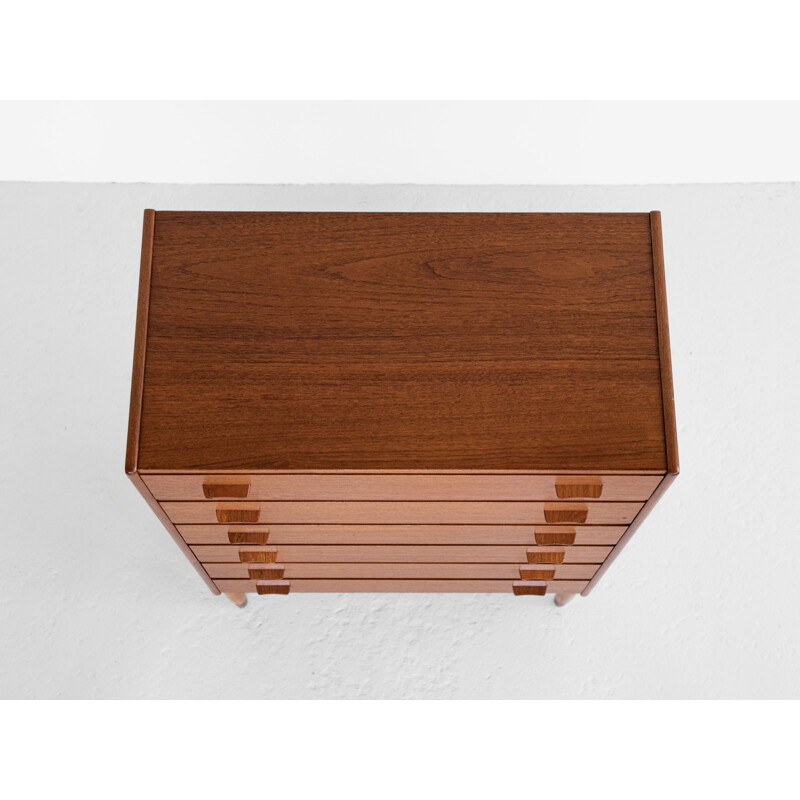 Vintage 6-drawer teak chest of drawers by Carl Aage Skov for Munch, Denmark 1960