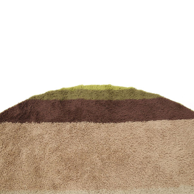 Vintage-Teppich, rund, grün, rosa und braun, 1960