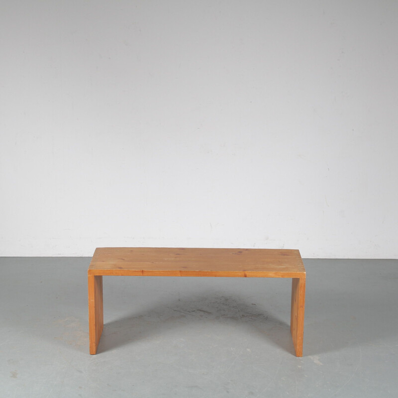 Vintage pine wooden bench by Ate van Apeldoorn for Houtwerk Hattem, Netherlands 1960s