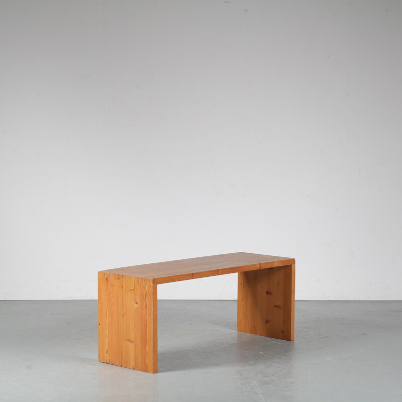 Vintage pine wooden bench by Ate van Apeldoorn for Houtwerk Hattem, Netherlands 1960s