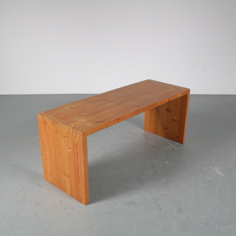 Vintage pine wooden bench by Ate van Apeldoorn for Houtwerk Hattem, Netherlands 1960s