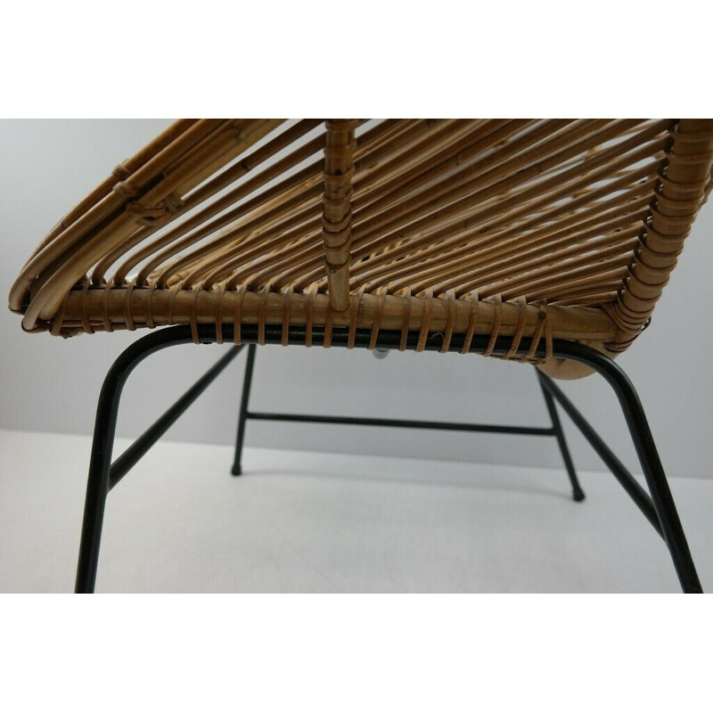 Mid century rattan and iron pod armchair, 1960s