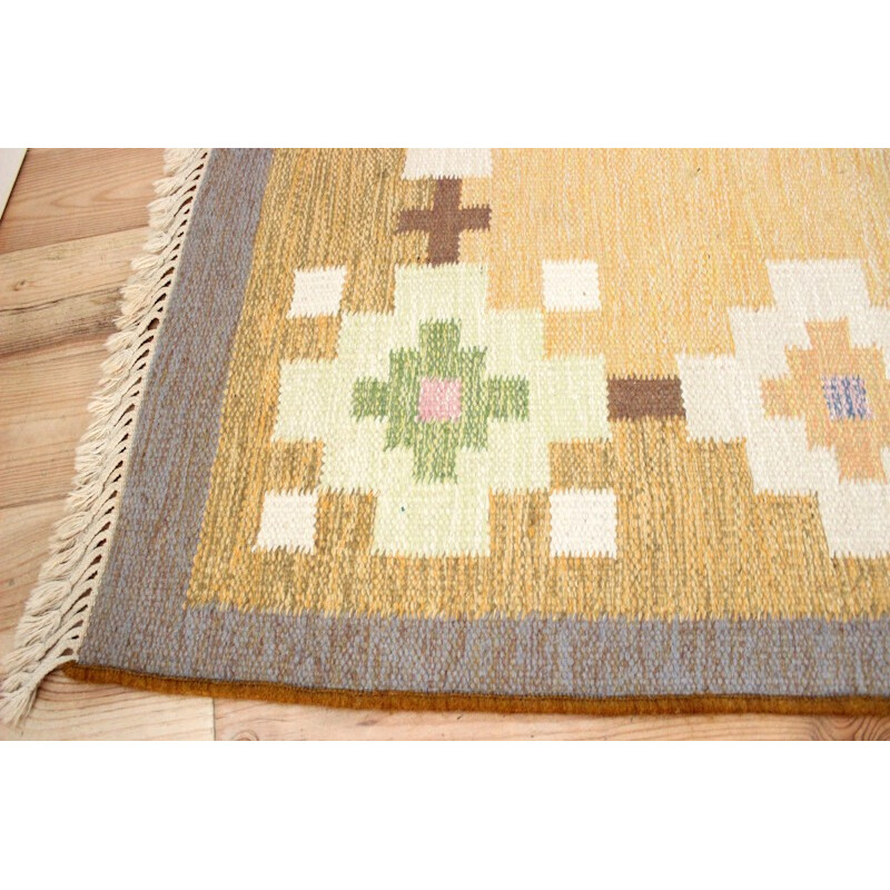 Svensk Hemslöjd "Rölakan" hand woven carpet - 1960s