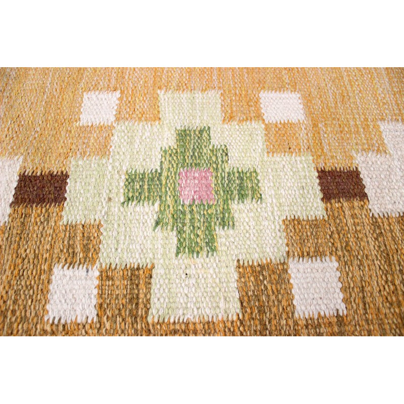 Svensk Hemslöjd "Rölakan" hand woven carpet - 1960s