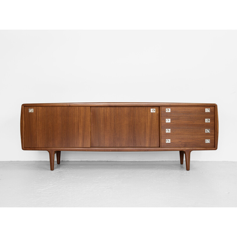 Mid century sideboard in teak with metal handles by HP Hansen, Denmark 1960s