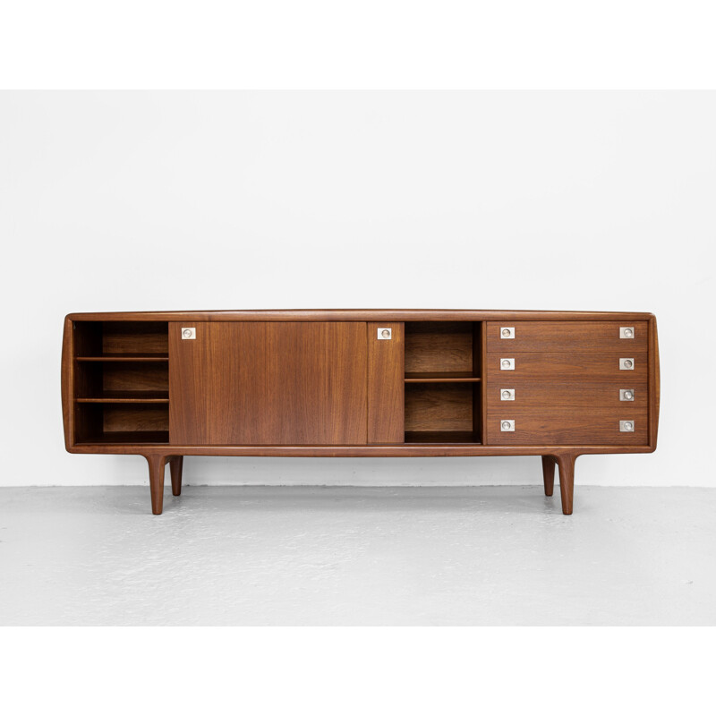 Mid century sideboard in teak with metal handles by HP Hansen, Denmark 1960s