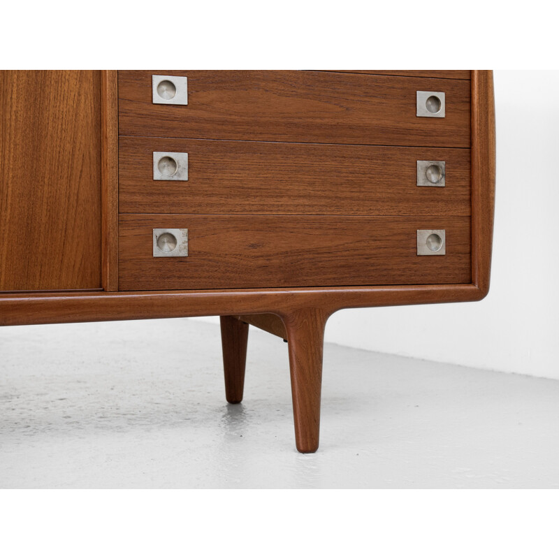 Mid century sideboard in teak with metal handles by HP Hansen, Denmark 1960s