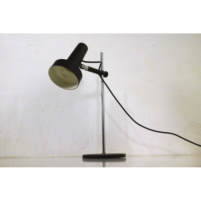 Black lacquered desk lamp with chrome - 1960s