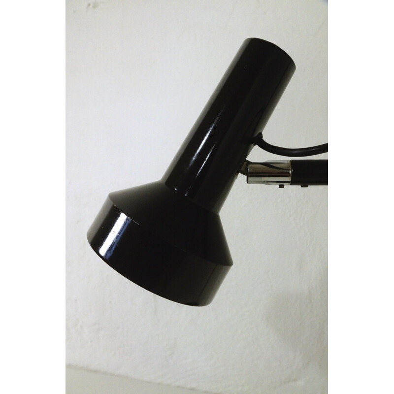 Black lacquered desk lamp with chrome - 1960s