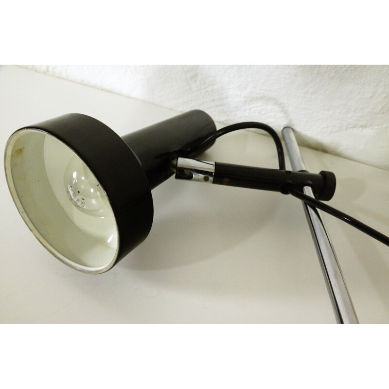 Black lacquered desk lamp with chrome - 1960s