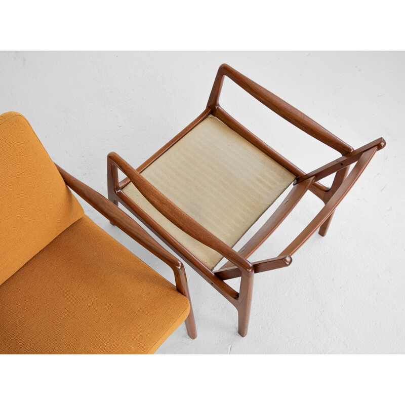 Mid century pair of easy chairs in teak by Ole Wanscher for France & Søn, Denmark 1960s