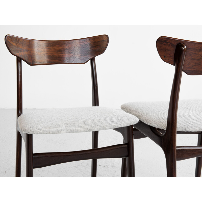 Mid century set of 6 dining chairs in rosewood by Schiønning & Elgaard, Denmark 1960s