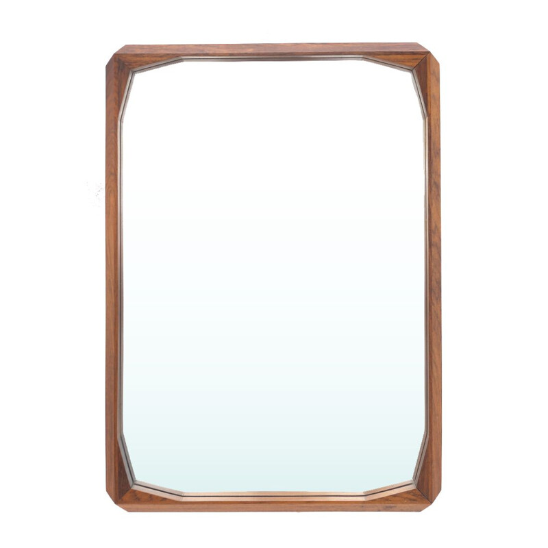 Vintage spiegel met rechthoekige houten lijst van Tredici and Co uit Pavia, 1960
